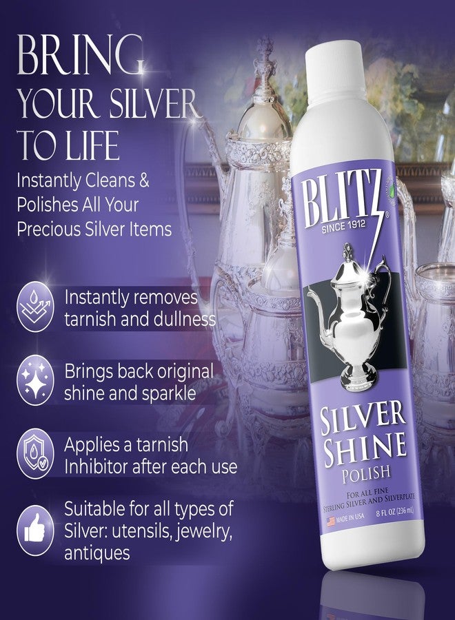 Blitz Silver Shine Polish Liquid Silver Polish for Sterling and Silverplate Jewelry, Dishes, Flatware, Fixtures, & Decor Non-Toxic, Non-Abrasive, & Planet Friendly Made in The USA 8oz Pack of 2 - Image 4
